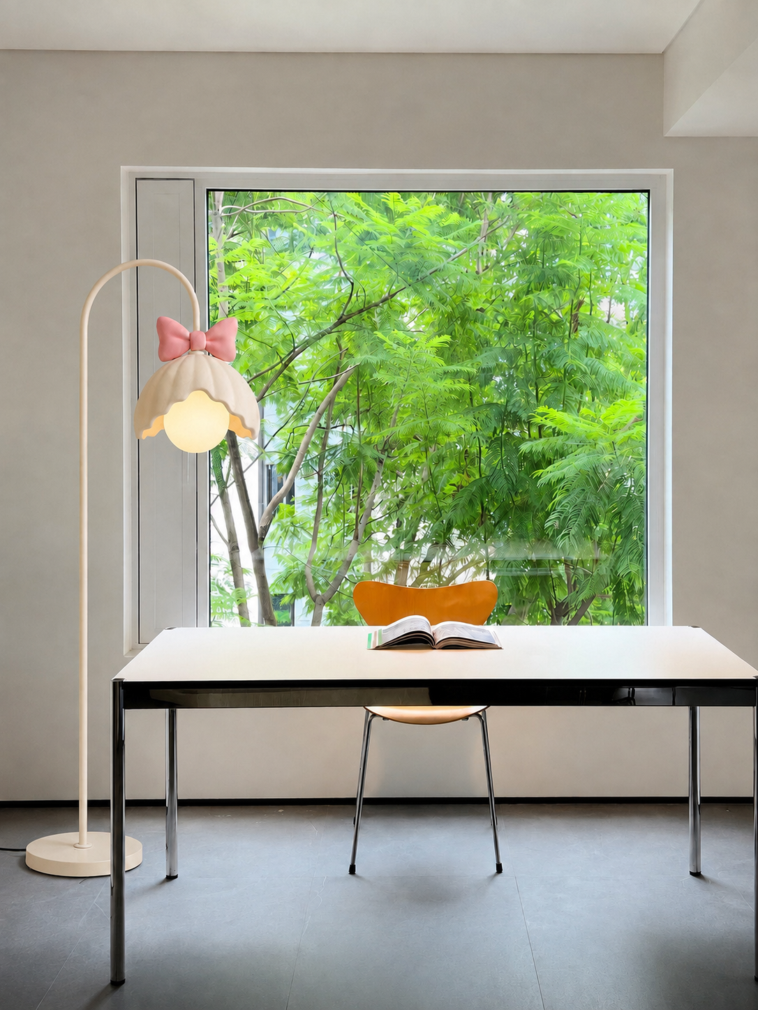 Bow Trim Petal Shade Floor Lamp