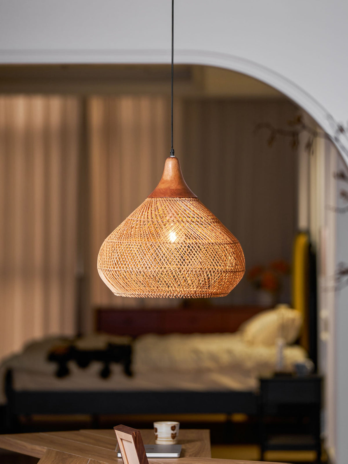 Braided Rattan Pendant Lamp