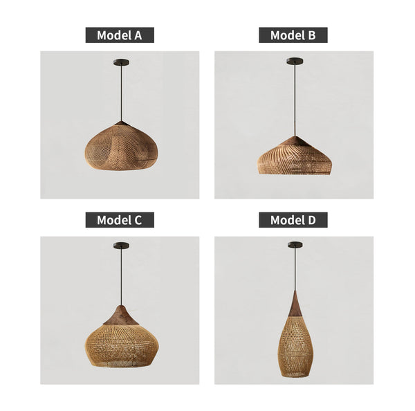 Braided Rattan Swag Pendant Lamp