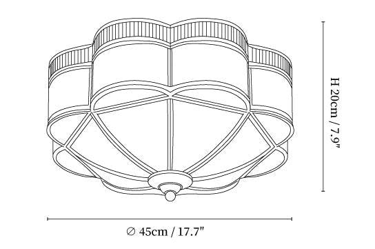 Brass Domed Flush Ceiling Lamp