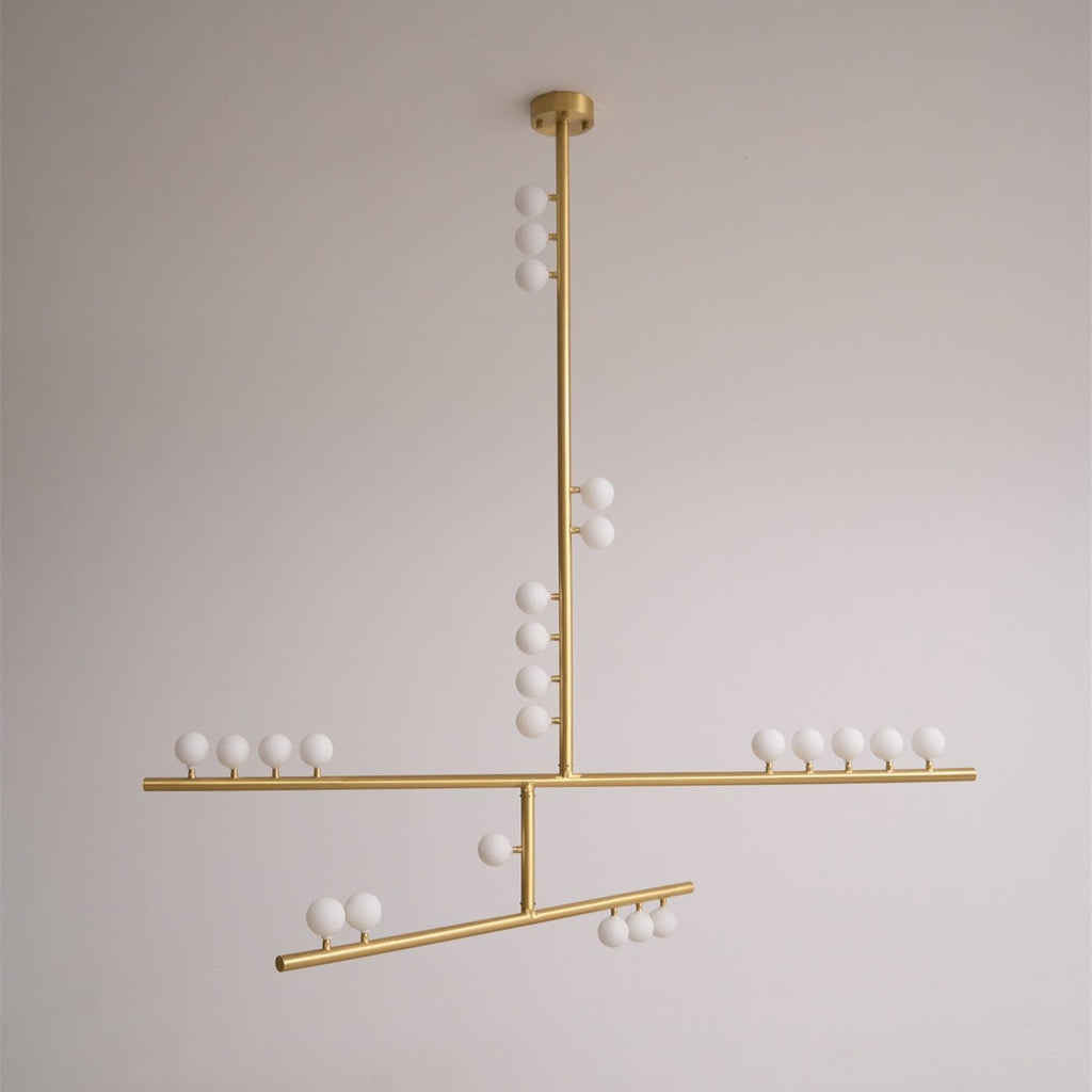 Brass Glass Drop Chandelier