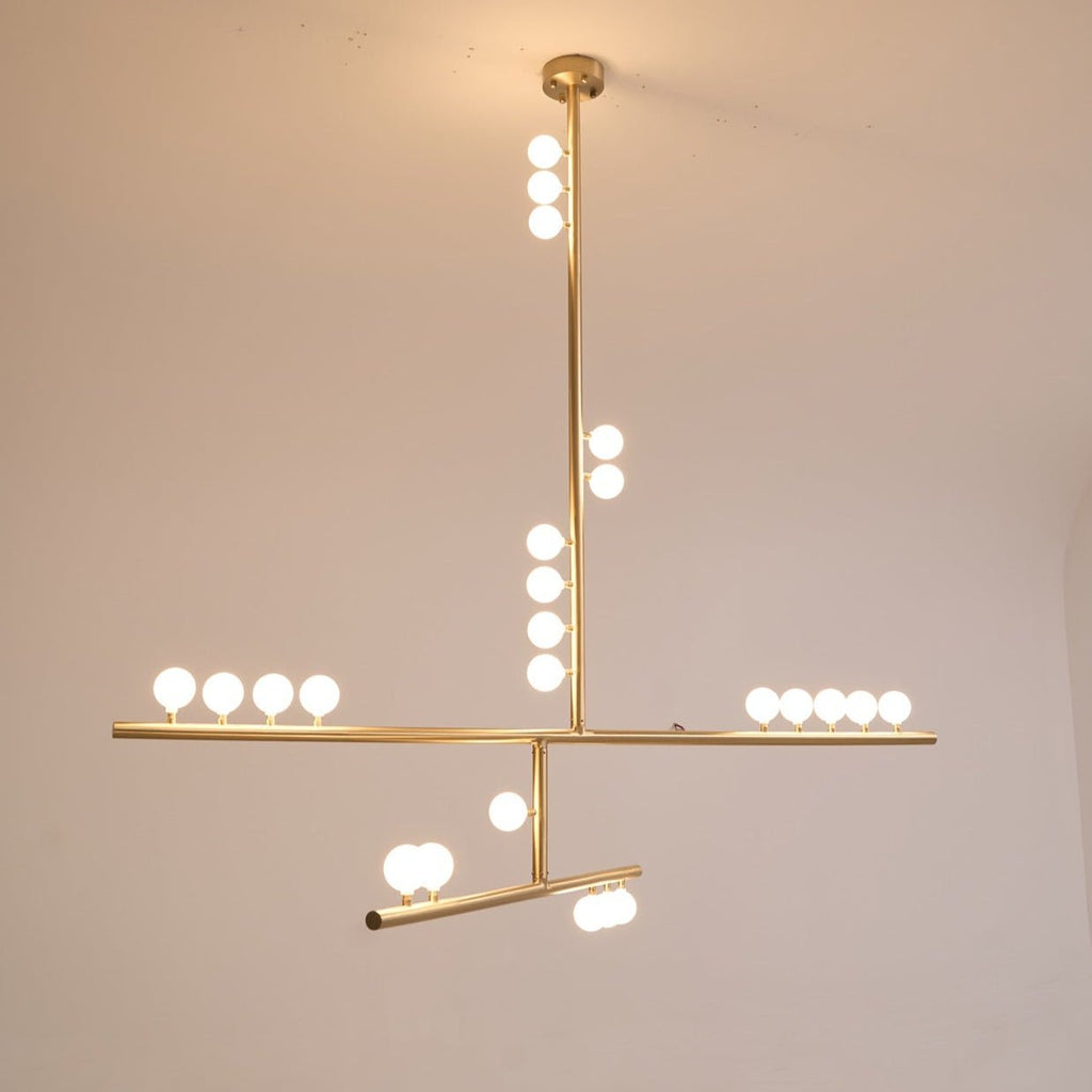Brass Glass Drop Chandelier