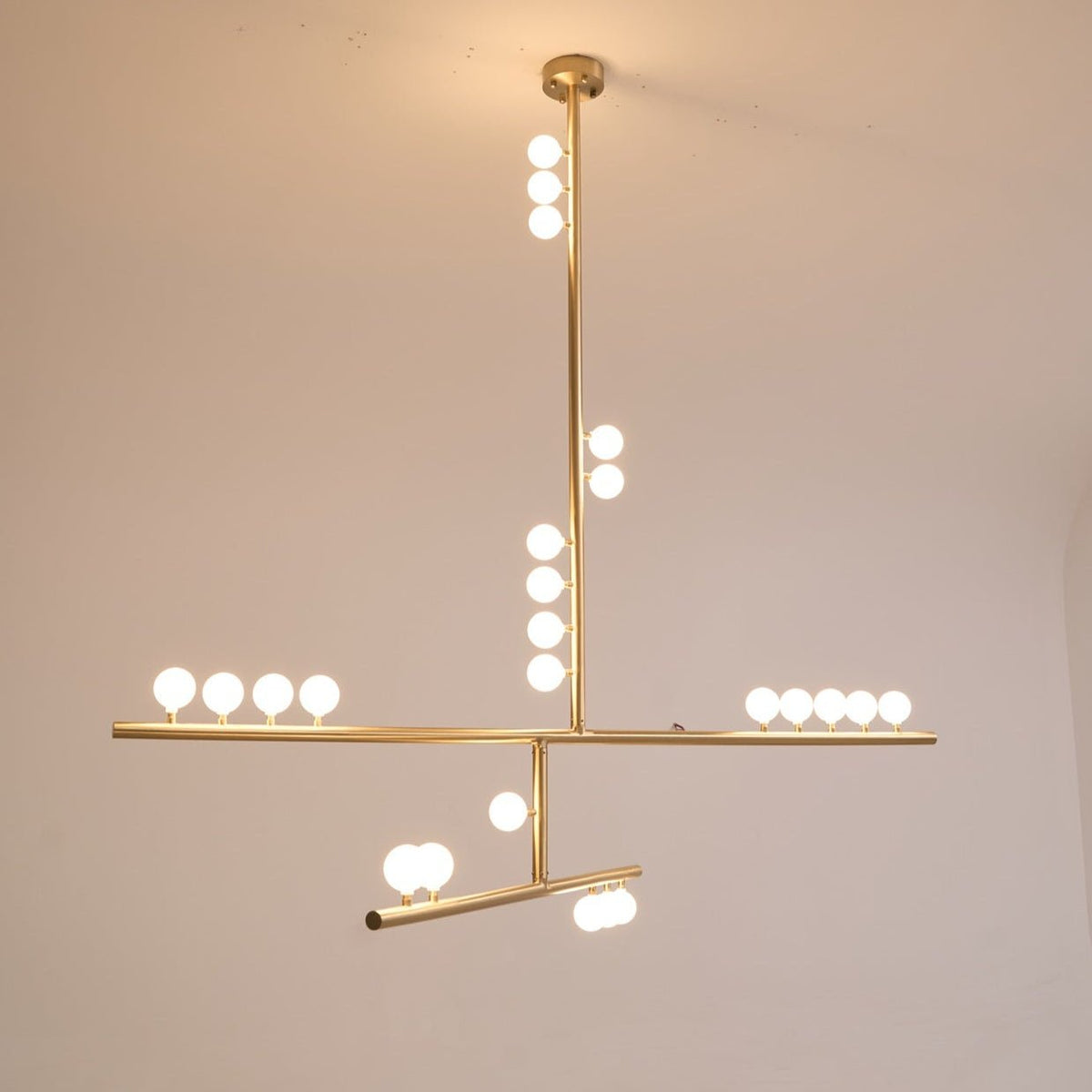 Brass Glass Drop Chandelier