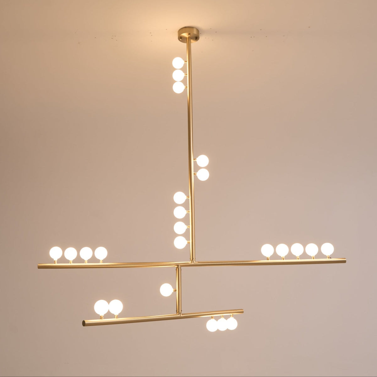 Brass Glass Drop Chandelier