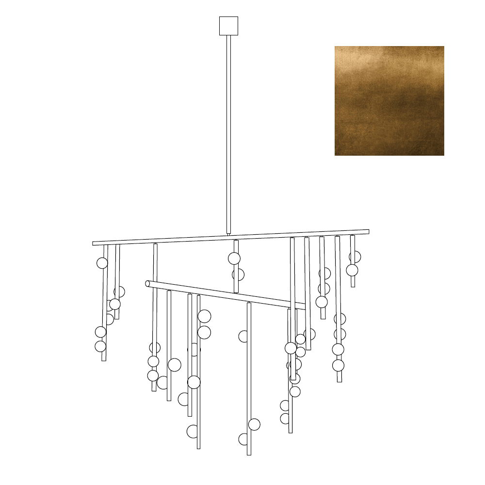 Brass Glass Drop Chandelier