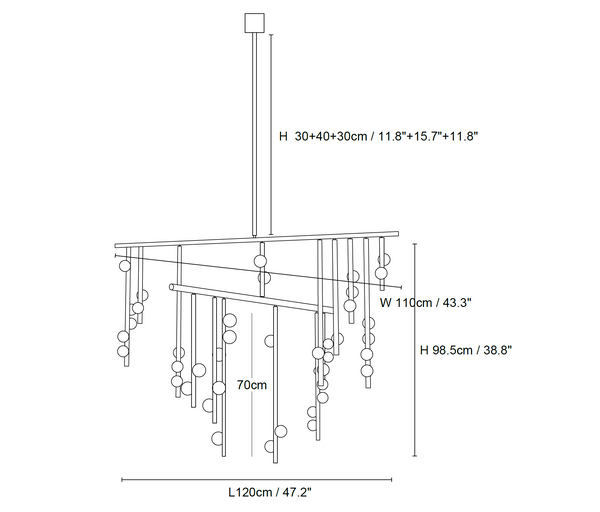 Brass Glass Drop Chandelier