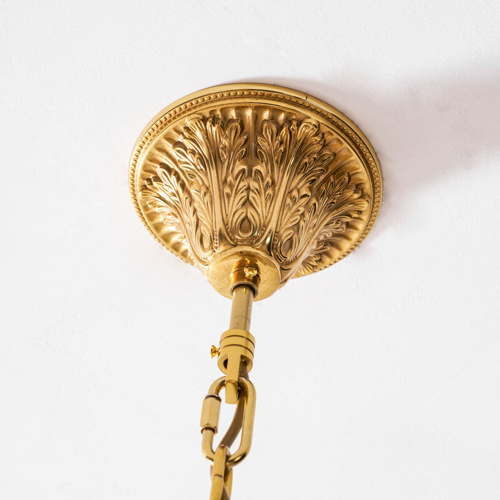 Brass Palm Leaf Crystal Chandelier
