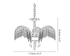 Brass Palm Leaf Crystal Chandelier