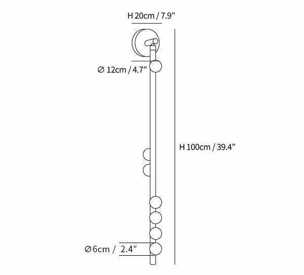 Brass Glass Tube Wall Lamp
