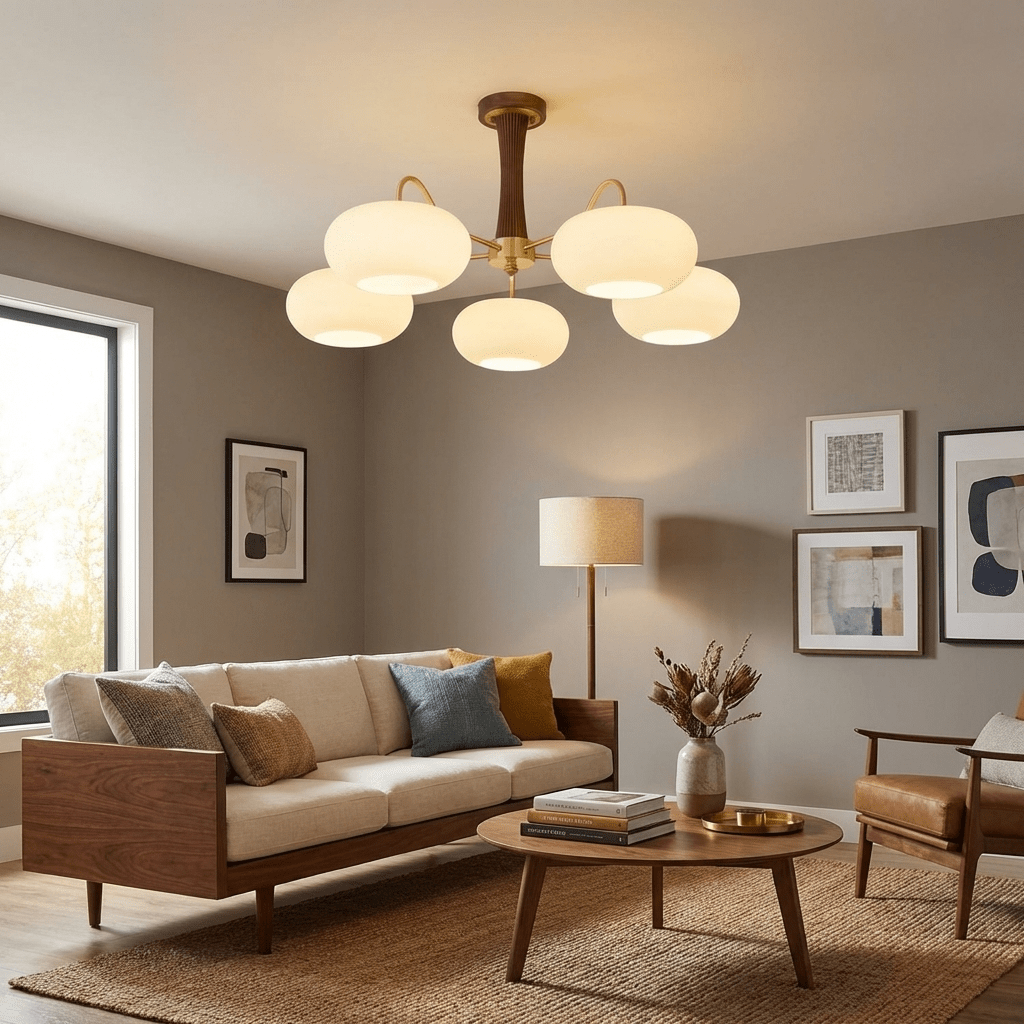 Brass Wooden Persimmon Chandelier