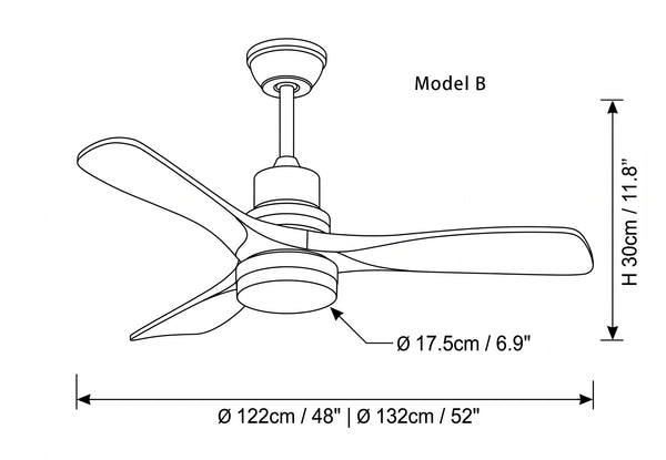Breeze Master Wooden 48"/52" Ceiling Fan Light