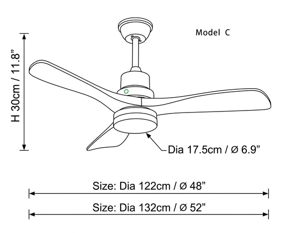 Breeze Master Wooden 48"/52" Ceiling Fan Light