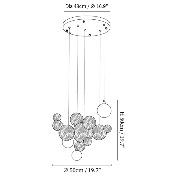 Bubble Wood Balls Chandelier