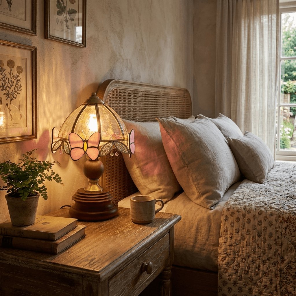 Butterfly Glow Tiffany Table Lamp