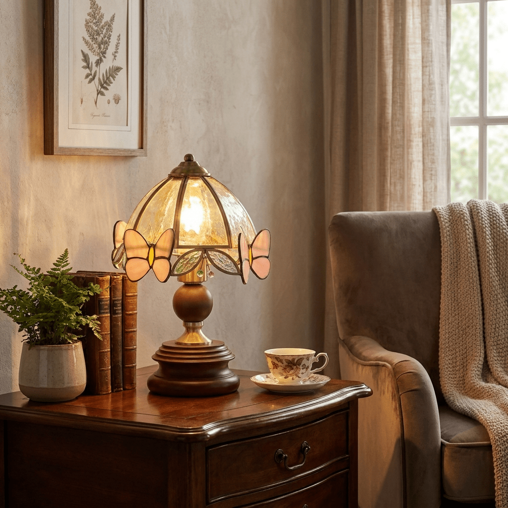 Butterfly Glow Tiffany Table Lamp