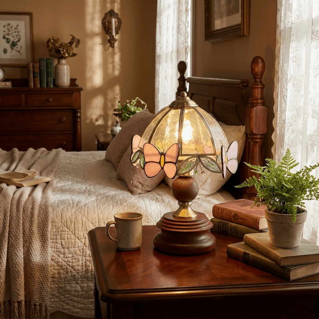 Butterfly Glow Tiffany Table Lamp