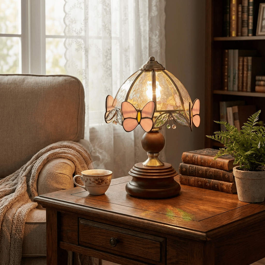 Butterfly Glow Tiffany Table Lamp