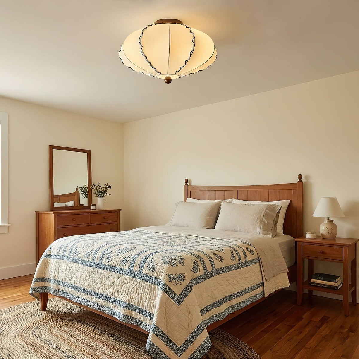 calloped Edge Fabric Ceiling Light