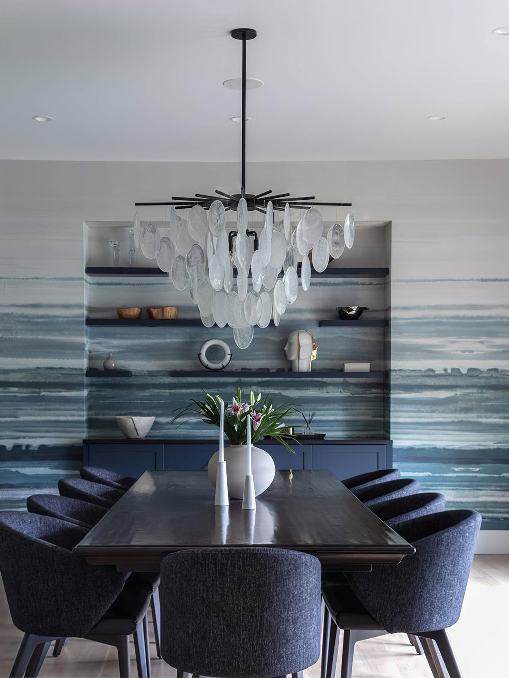 Cascading Selenite Disc Chandelier