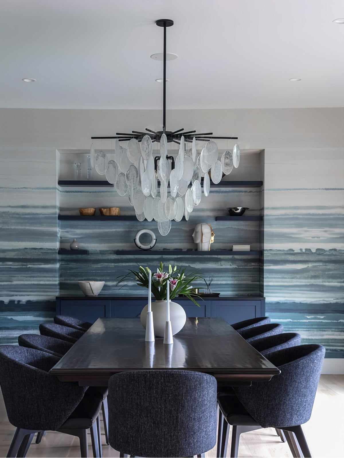 Cascading Selenite Disc Chandelier