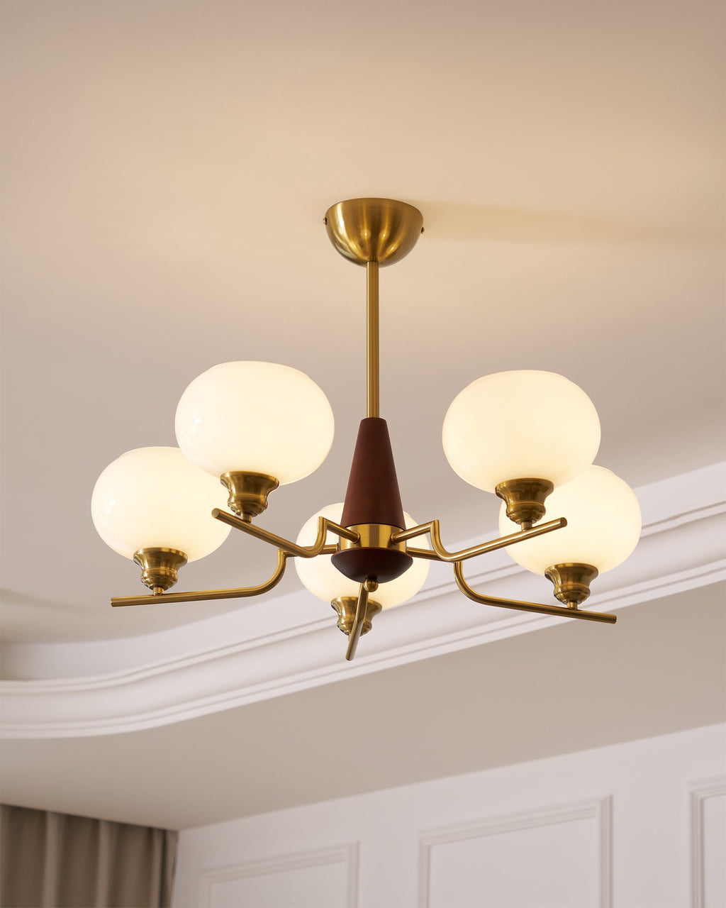 Celeste Sphere Walnut Chandelier