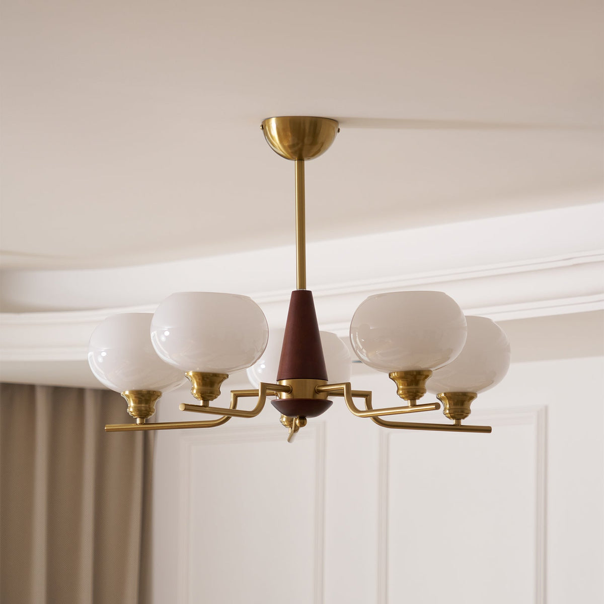 Celeste Sphere Walnut Chandelier