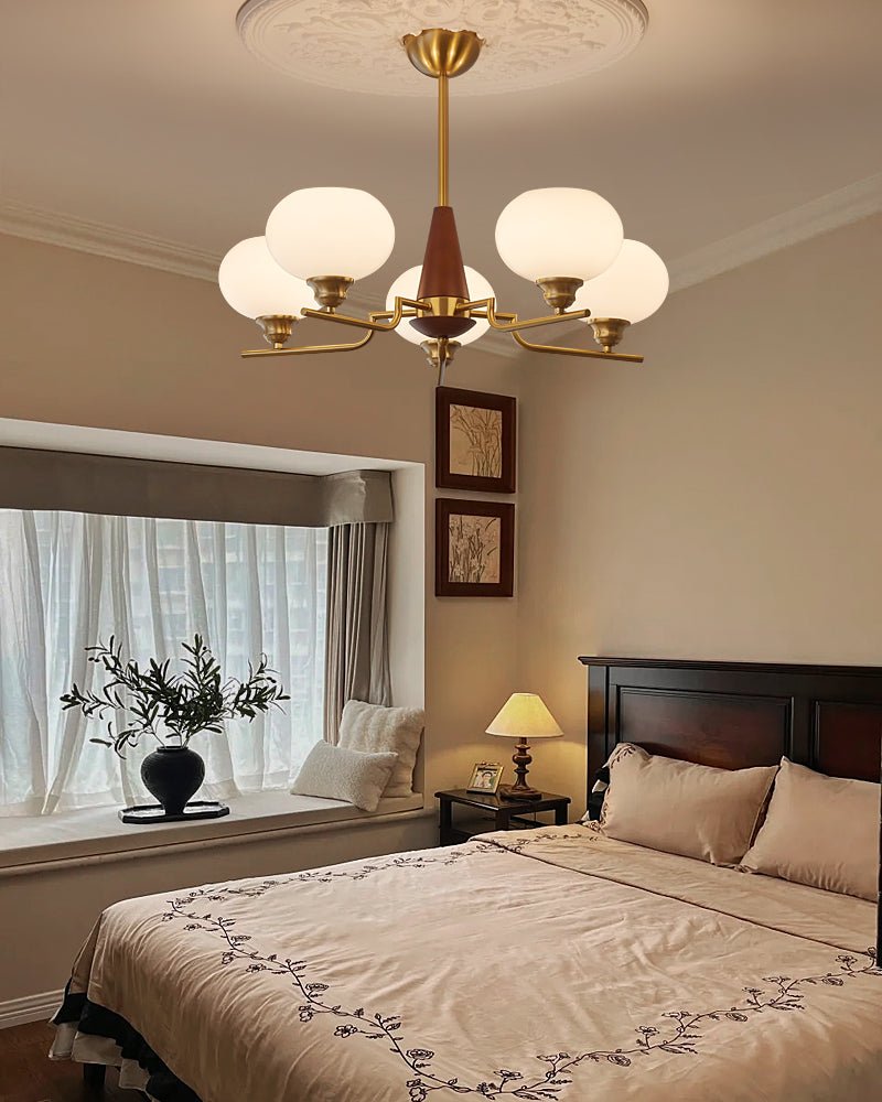 Celeste Sphere Walnut Chandelier