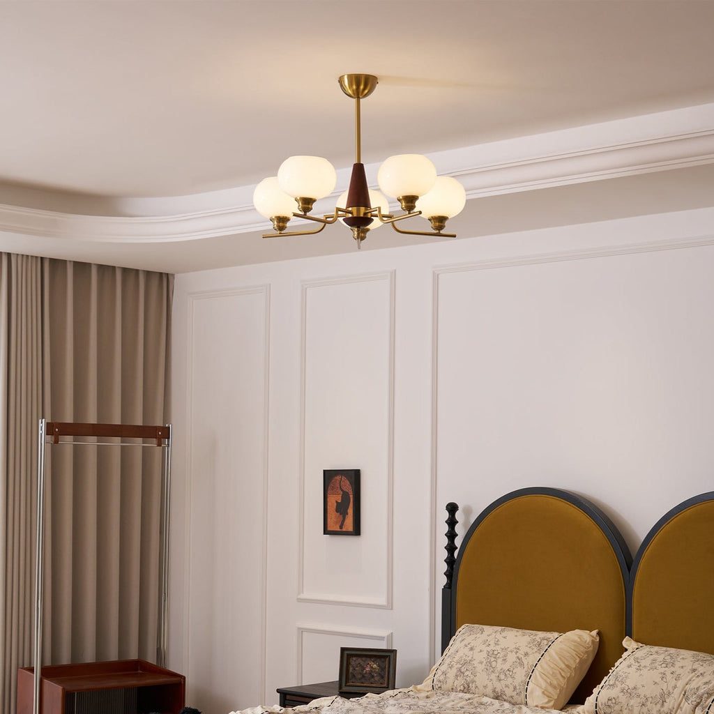 Celeste Sphere Walnut Chandelier