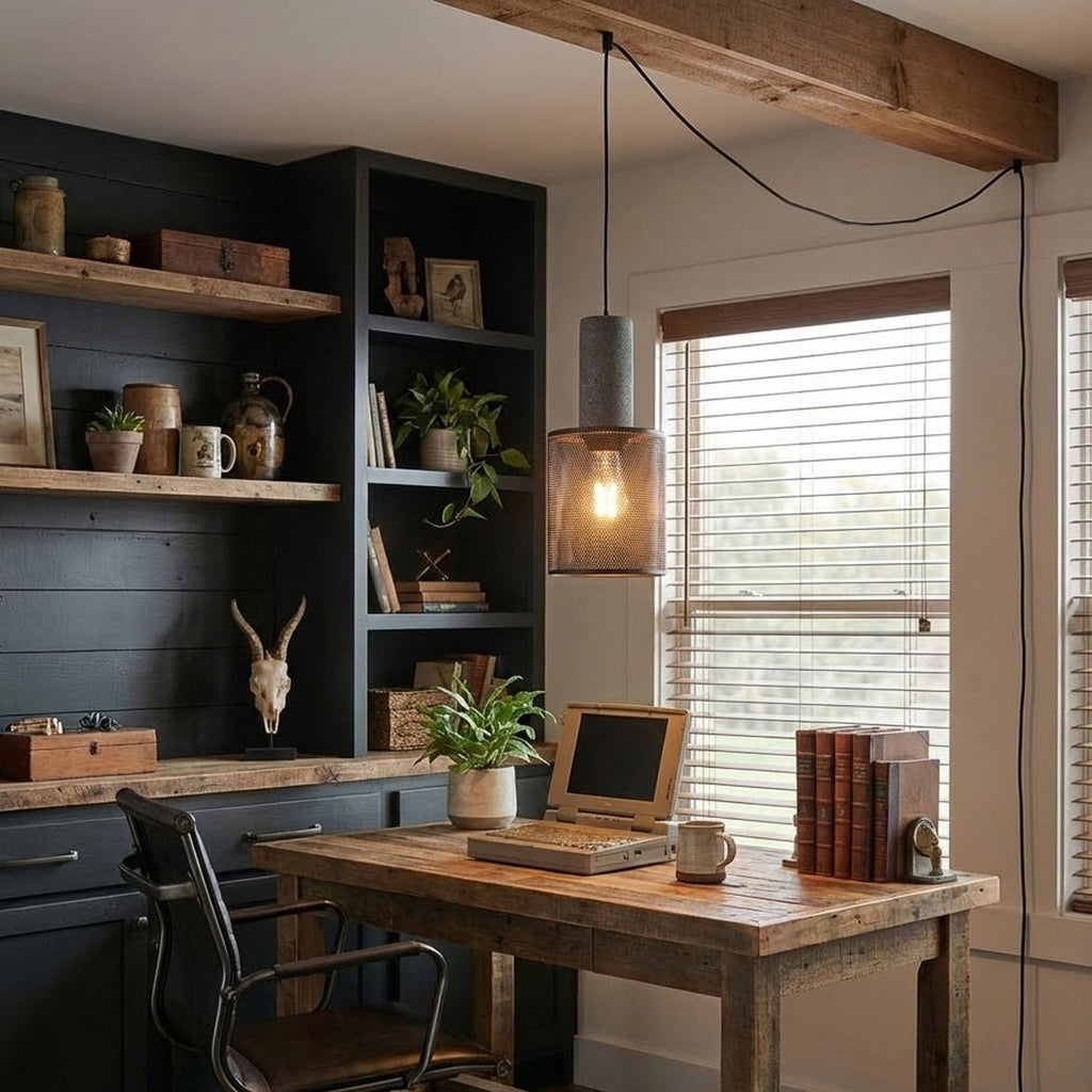 Cement Mesh Plug - in Pendant Lamp