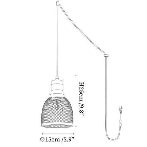 Cement Mesh Plug-in Pendant Lamp