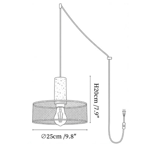 Cement Mesh Plug-in Pendant Lamp