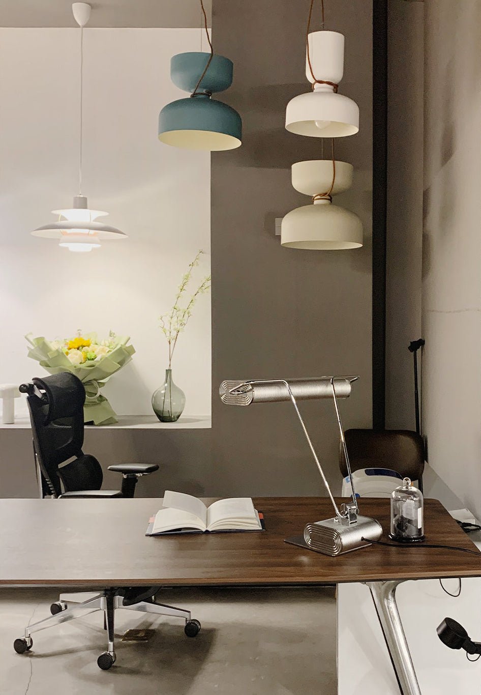 Chrome Coiled Wire Desk Lamp