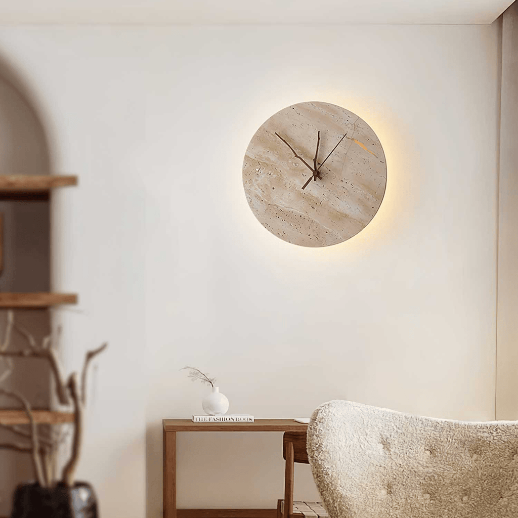 Clock Travertine Wall Lamp