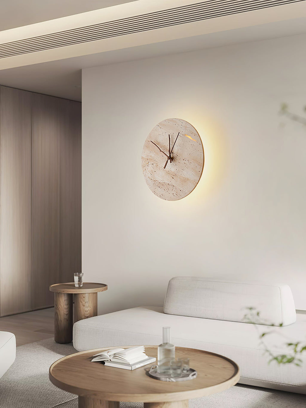 Clock Travertine Wall Lamp