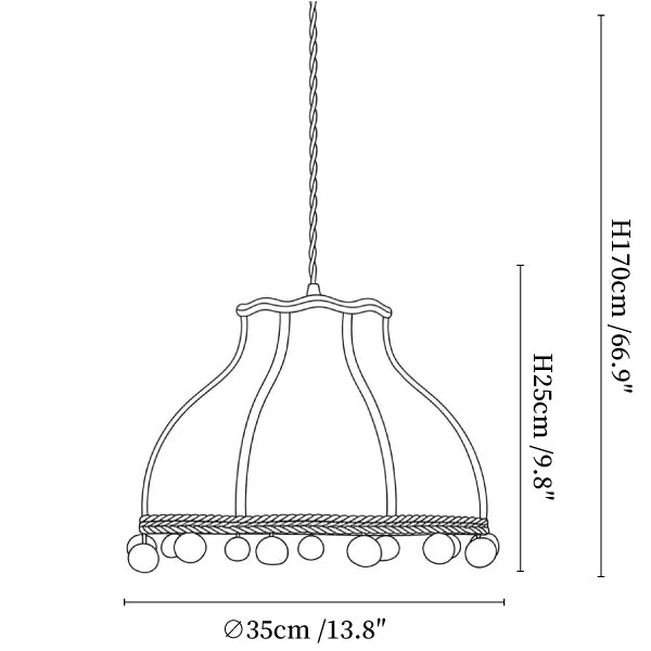 Clover Pom-Pom Trim Pendant Light