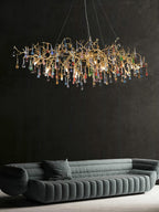 Colorful Raindrop Brass Branch Chandelier