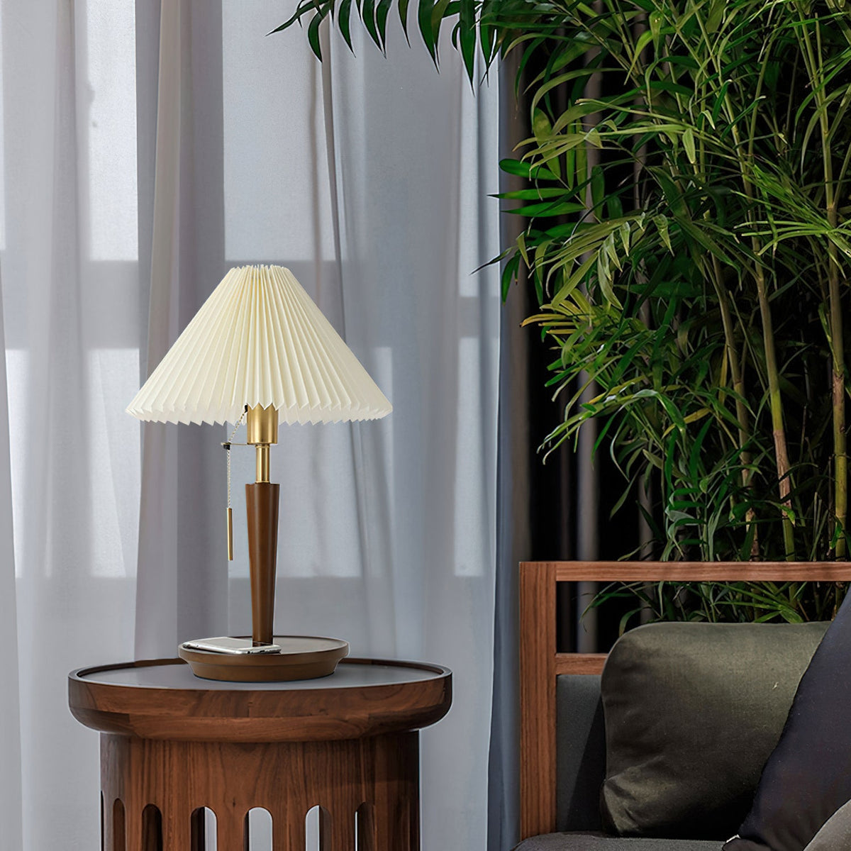 Cone Pleated Fabric Table Lamp