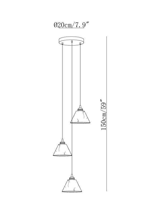 Conical Alabaster Brass Pendant Lamp