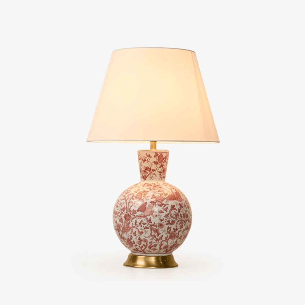 Coral Bird Floral Ceramic Table Lamp