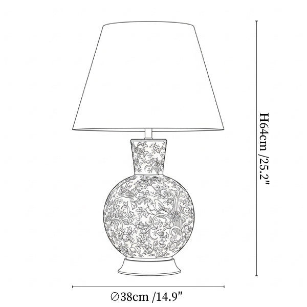 Coral Bird Floral Ceramic Table Lamp