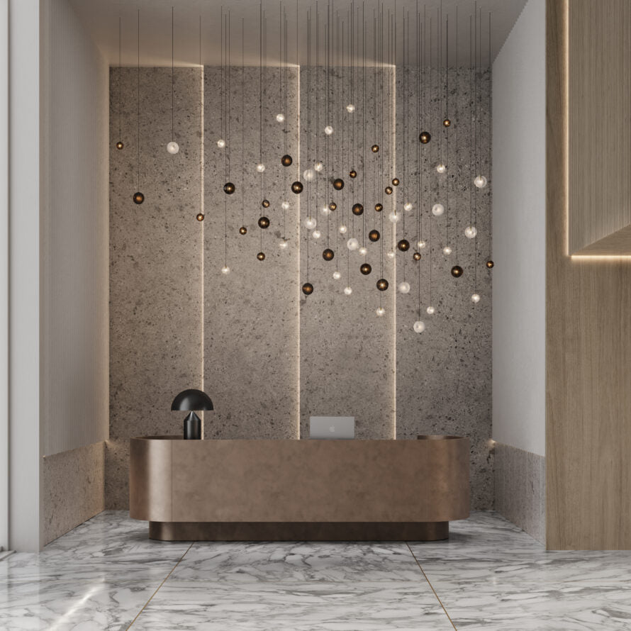 Cosmic Sphere Cascade Chandelier