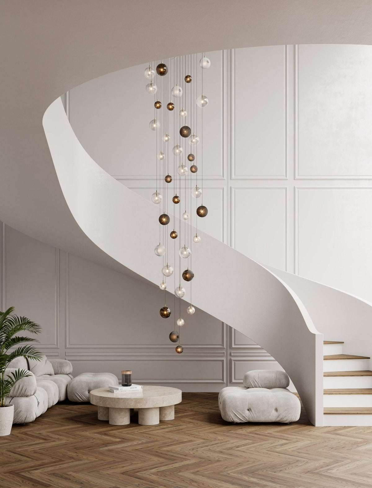Cosmic Sphere Cascade Chandelier