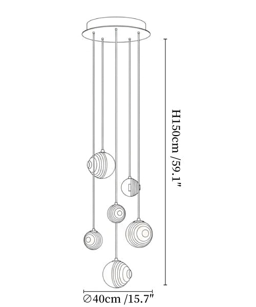 Cosmic Sphere Cascade Chandelier