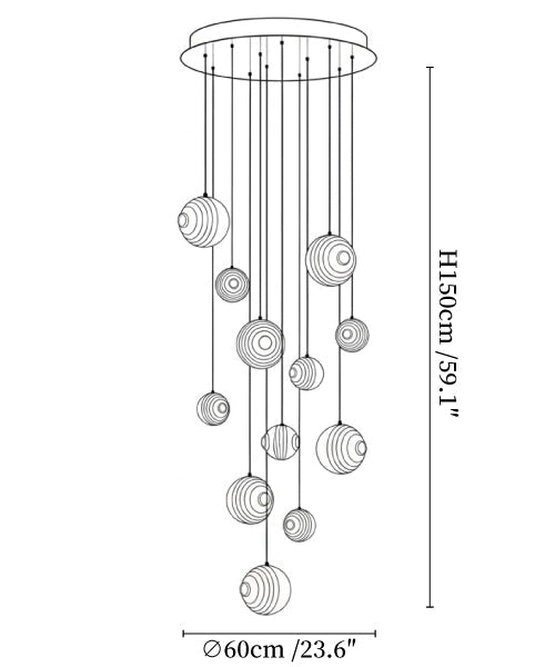 Cosmic Sphere Cascade Chandelier