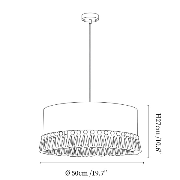 Cotton Fringe Drum Pendant Lamp