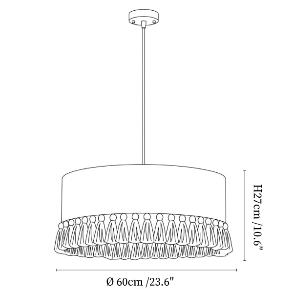 Cotton Fringe Drum Pendant Lamp