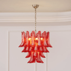 Crimson Glass Murano Petals Chandelier