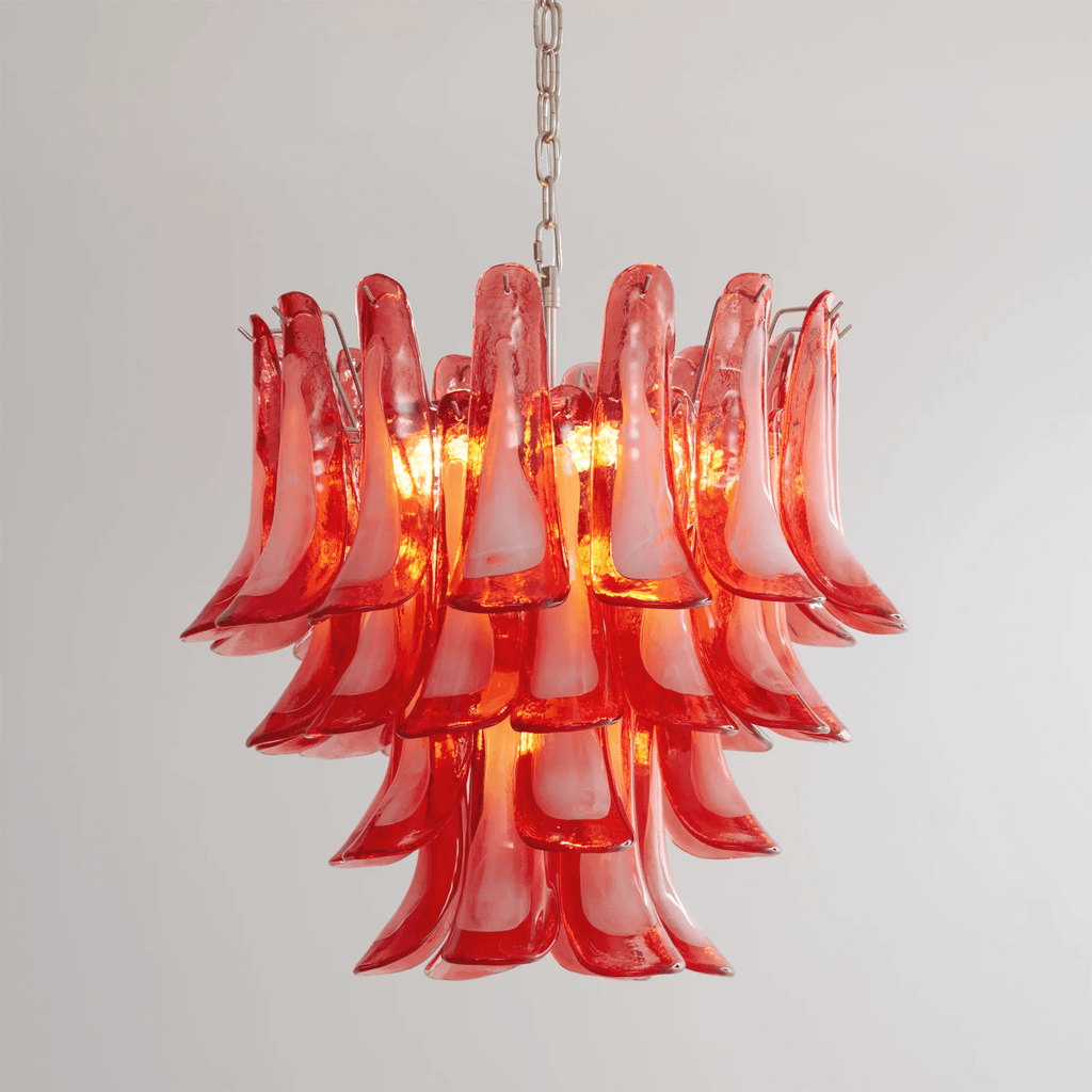 Crimson Glass Murano Petals Chandelier