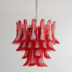 Crimson Glass Murano Petals Chandelier