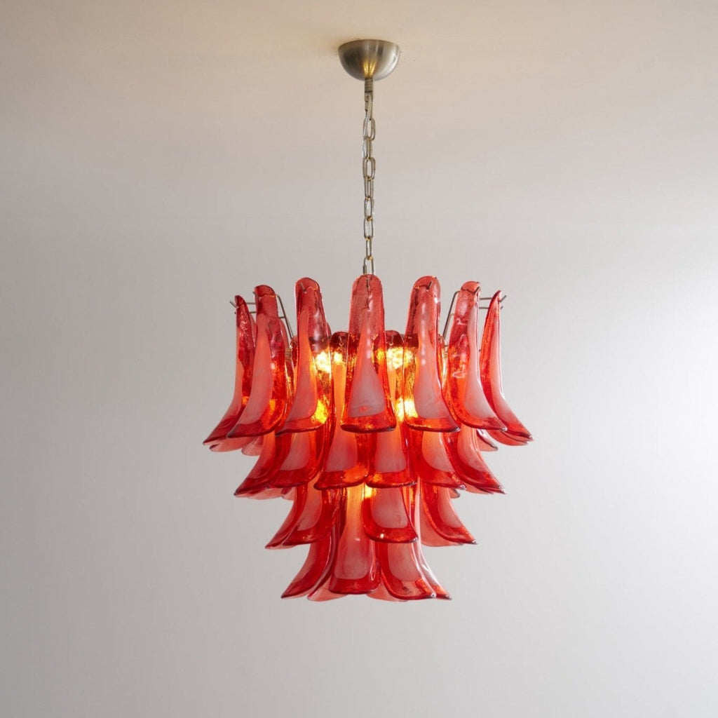 Crimson Glass Murano Petals Chandelier